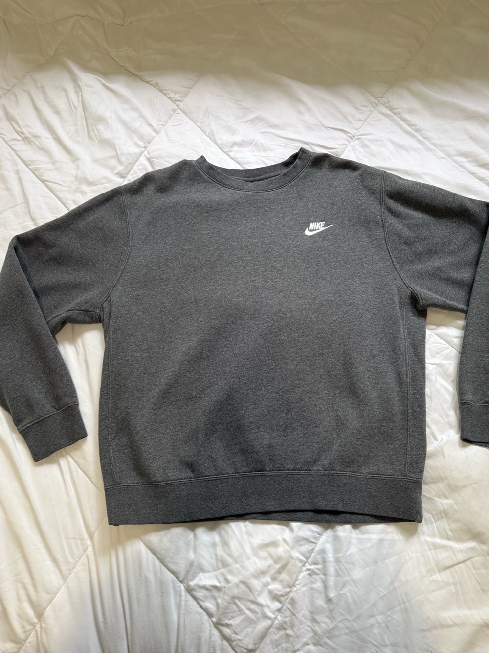 Nike Dark Charcoal Crewneck Sweatshirt with White Swoosh